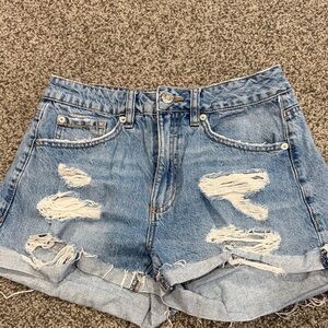 Women’s Garage Light Blue Distressed Denim Shorts